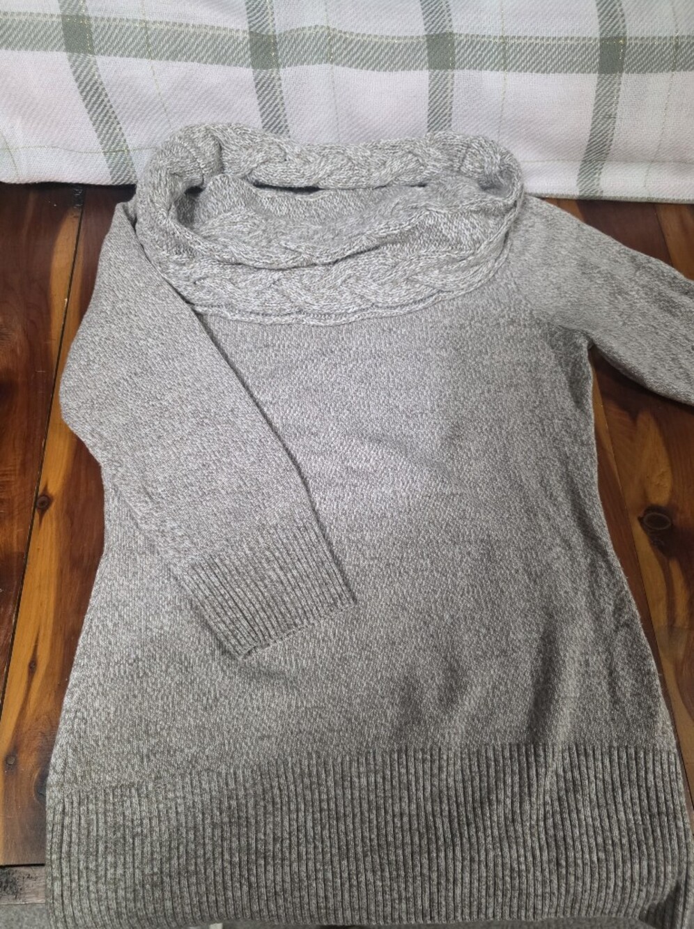Neutral Cable-Knit Cowl Neck Women's Sweater